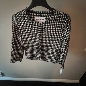 DKNY Jeans Women's Frayed Cropped Long-Sleeve Jacket